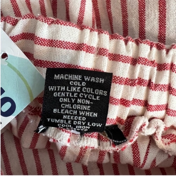 Robert Louis linen blend classic coastal beach stripe wide leg faux button pant - Picture 4 of 4